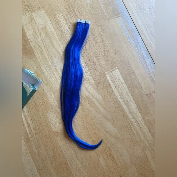 HUMAN HAIR Bright Blue Tape In Extensions 18in 25g - Picture 5 of 10